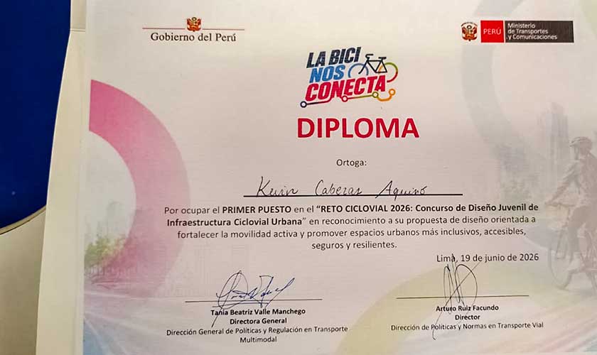 Estudiante de Ingeniería Civil de la USIL gana concurso nacional del MTC
