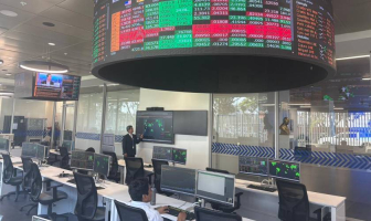 Docente explicando el mercado bursátil en clase